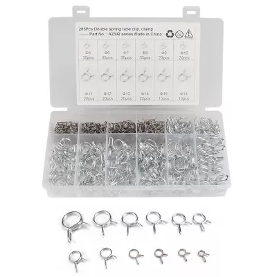 Double Wire Spring Clips Motorcycle Fuel Line Oil Hose Tube Clamp 285Pcs 5-18mm • $27.89