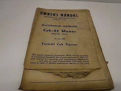 1948 McCormick-Deering Cub-22 Mower Owner's Manual • $10