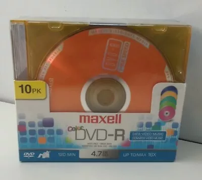 Maxell DVD+R COLOR 10 Pack 4.7 GB Single Sided Write Once Inscriptible 120 Min • $9.86