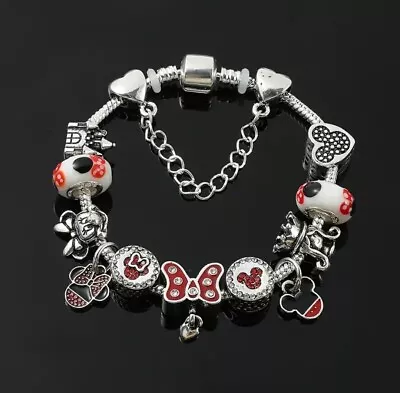  Disney Style Classic Mickey Mouse Beaded Charm Bracelet 11 High Quality Charms • $14