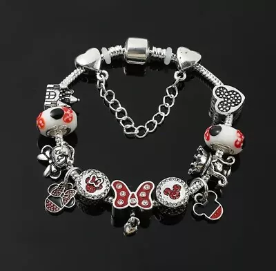  Disney Style Classic Mickey Mouse Beaded Charm Bracelet 6.69/7.48/8.27inch • $14
