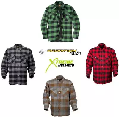 Scorpion Covert Moto Flannel Shirt DuPont Kevlar Liner Mesh Armor Pockets S-5XL • $79.96