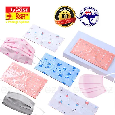 3PLY Protective Disposable Breathable Face Mask Pink Fish Grey Stylish Fun AUS • $9.20