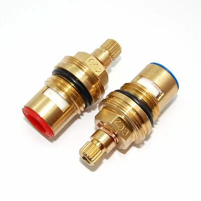 Replacement Brass Ceramic Disc Tap Valves Cc2 Quarter Turn Gland Insert Pair • £13.96