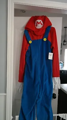 New Adult Super Mario One Piece Pajama Halloween Costume Union Suit L/XL • £36.68