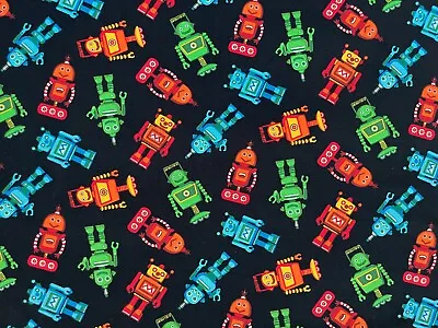 Cotton Quilt Fabric Robot Toys By 1/2 Yard • $5.99