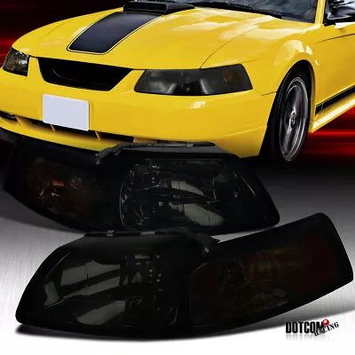 Fit 1999-2004 Ford Mustang Smoke Lens Headlights Tinted Head Lamps Left+Right • $68.99