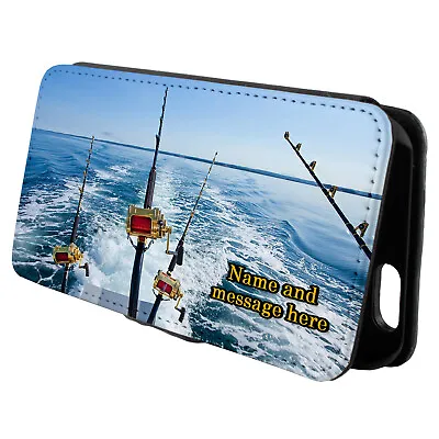 Personalised Fishing IPhone Case Custom Fisherman Flip Phone Cover Wallet SH018 • £12.95