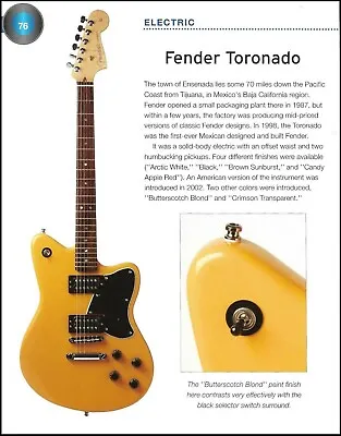 The 1998 Fender Toronado + Showmaster Electric Guitar 6 X 8 Pin-up Article Print • $4