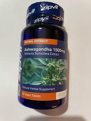 Ashwagandha 1500mg Highest Strength 20:1 Extract. Natural 90 Vegan Tablets • £11.99