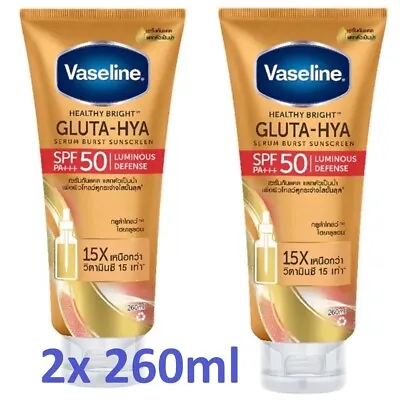 2x Vaseline Healthy Bright Gluta HYA Serum Burst Sunscreen SPF50 PA+++260ml • £50.27