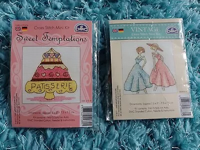 Cake Sweet Temptations & Ladies Vintage Mini Cross Stitch Kits DMC - New  • £2.50