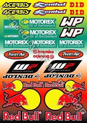 KTM WP Motorex Dunlop Sponsor 31 Stickers Sheet Laminated EXC EX 450 /63 • $22.23