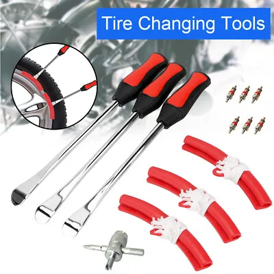 Tire Repair W/ Kit Tool Spoon Lever & Iron Rim Protector For Motorcycle Bike US • $27.07