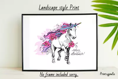 Unicorn Horse Fun A4 Print Poster Picture Wall Art Home Decor Unframed Gift New  • £3.99