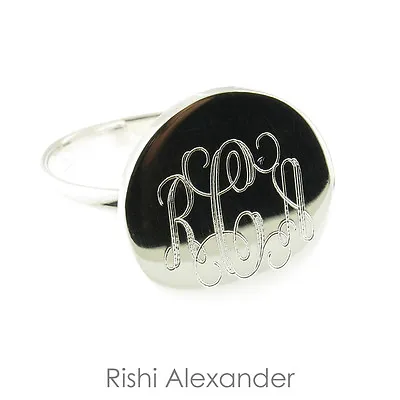 925 Sterling Silver High Polished Round Monogrammed Signet Ring • $19.99