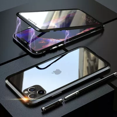 For IPhone 13 12 11 Pro XS Max XR 7 8 Plus Metal Magnetic Full Glass Case Cover • $12.99