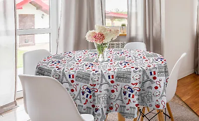 £23.99 • Buy Eiffel Round Tablecloth French Travel Pattern