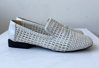 Mango Braided Moccasins Vintage Style Off White Loafer Style EU38 US8 • $22