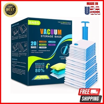 $23.49 • Buy 20 Pack Vacuum Storage Bags, Bnbs Space Saver Bags For Clothes, Vacum Sealer Bag