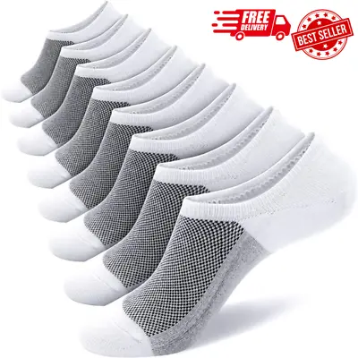 Mens No Show Socks 8 Pairs Invisible Low Cut Cotton Socks Ondo 9-11 8 White • $23.94