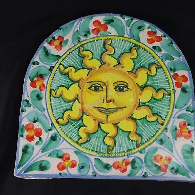 Vintage Vietri Fratantoni Terra Cotta Italian Tile  Hand-painted Glazed Sun • $89