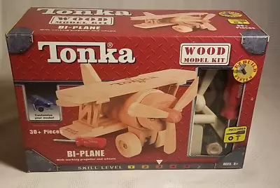 New Vintage Tonka Wood Model Kit Bi-Plane 2004 Hasbro NEW In BOX - Skill Level 3 • $24.99