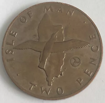 1979 Isle Of Man 2p Two Pence Bronze Coin - Manx Shearwater Over Island Map • £1.99