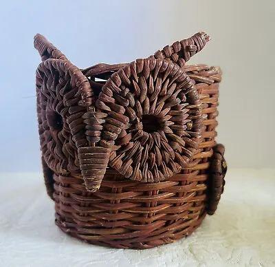 Coffee Cup Mug Wicker Rattan Boho Owl Bird Vtg 70’s Planter Collection • $14.99