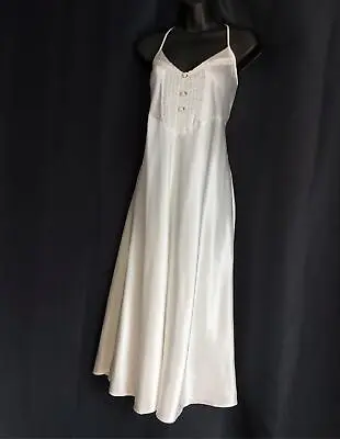 $22.99 • Buy GLOSSY IVORY SATIN Val Mode Vintage 1980s NIGHTGOWN NIGHTIE NEGLIGEE - LRG