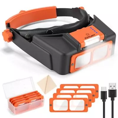 Headband Magnifier With Light Jewelers Magnifying Glass Optivisor Loupe Visor • $43.28