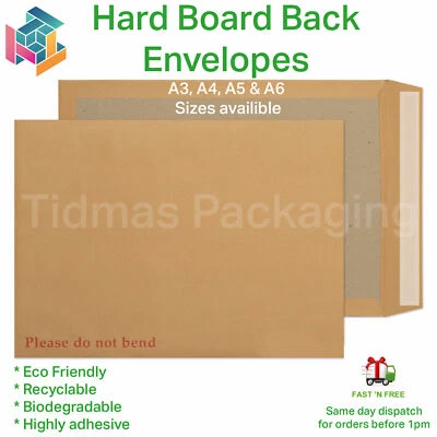£0.99 • Buy Hard Card Board Backed Manilla Envelopes Brown A3 /a4 /a5 /a6 Please Do Not Bend