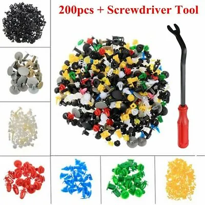 200X Plastic Car Body Push Pin Rivet Fasteners Trim Moulding Clip Screw Driver • $9.99