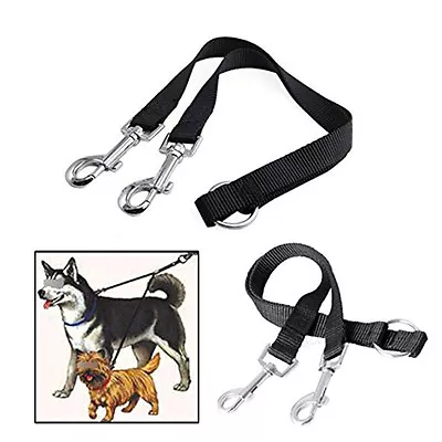 $4.13 • Buy Pet 2-WAY LEATHER DOG LEAD DOUBLE LEASH SPLITTER WITH CLIPS COLLAR HARNESS  S $9