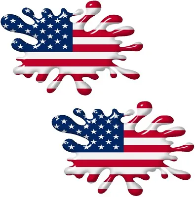 Small Pair 3D Printed Effect SPLAT USA American Flag Car Sticker 80x52mm Each • $3.68