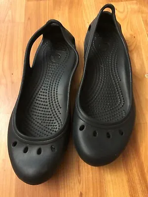 Crocs Kadee Ballet Flats Womens Sz 8 Black Closed Toe Slip On Shoes 200941 • $22