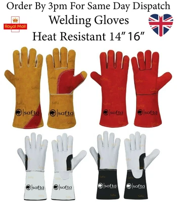 £5.99 • Buy Welding Gloves Gear Heat Resistant 14'' | 16'' BBQ/Oven/MIG/TIG Welder Gauntlets