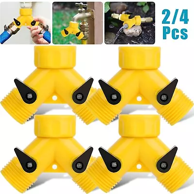 2/4x 3/4  Y Valve Adaptor Double 2-Way Tap Garden Water Hose Splitter Connector • $7.98