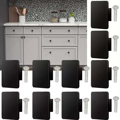 10x Aluminum Matte Black Square Door Handle For Drawer Kitchen Cupboard Handles • £11.39