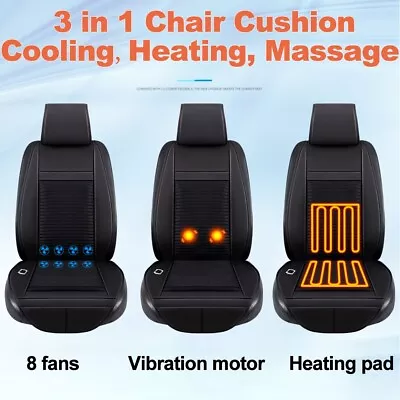 Massage 3 In1 Car Seat Cushion Cooling Warm Heated Chair Cover W/ 8 Fan 12V USA • $54.99