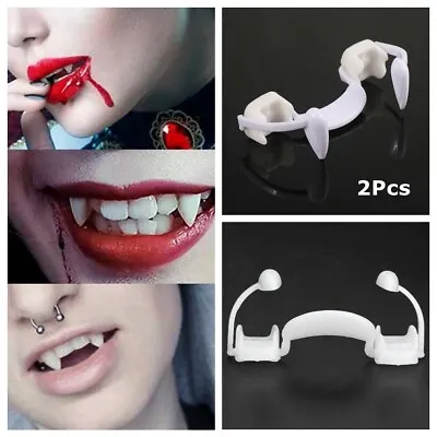 2x Halloween Party Cosplay Vampire Fangs Retractable Teeth Costume Zombie Tooth • £4.78