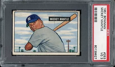 1951 Bowman Baseball #253 Mickey Mantle PSA 3 • $14000