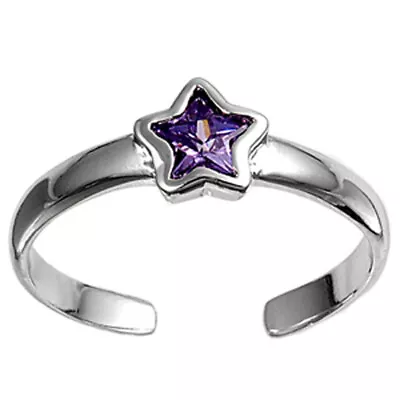 Star Simulated Purple .925 Sterling Silver Toe Ring • $11.89