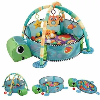 3-1 Play GYM ACTIVITY TURTLE PLAY MAT BAG 30-BALLS TUMMY PLAY KICK STIMULATE • £12.99