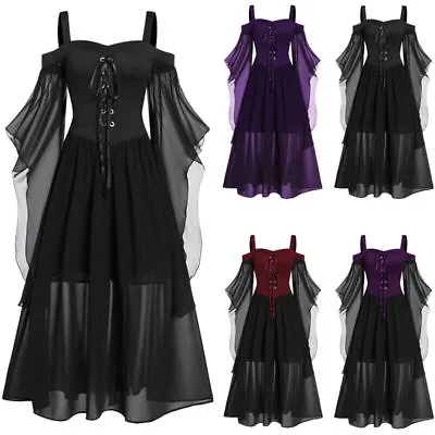 Halloween Womens Witch Fancy Dress Renaissance Medieval Gothic Cosplay Costume • $10.44