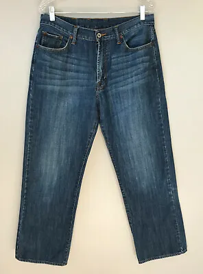 Lucky Brand 181 Relaxed Straight Jeans Sz 34 Dark Blue Tinted Wash Buckle Mens • $19.99