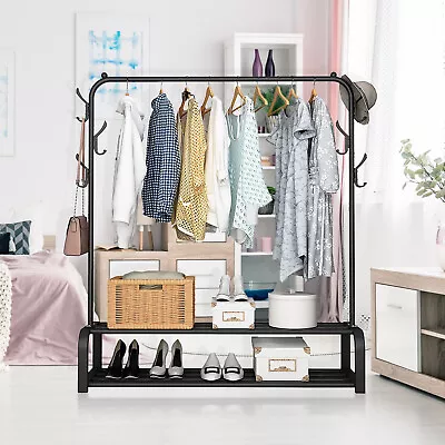 Heavy Duty Clothing Garment Rack Rolling Clothes Organizer Double Rails Hanging • $35.89