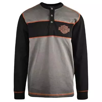 Harley-Davidson Men's T-Shirt 2-Toned Copperblock 3 Button Long Sleeve (S64) • $33.60