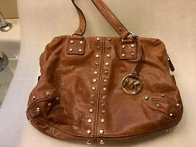 Michael Kors Astor Studded Leather Satchel Handbag Caramel Color • $57.99