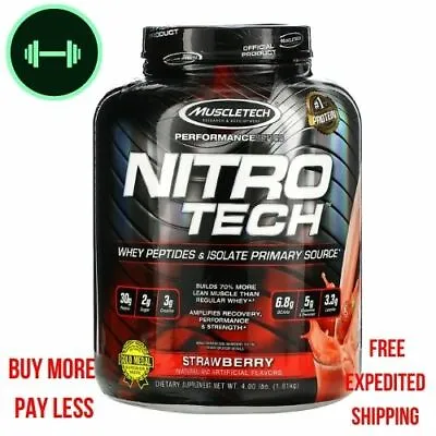 $69.99 • Buy Muscletech, NitroTech, Whey Peptides & Isolate Primary Strawberry  4 LBS